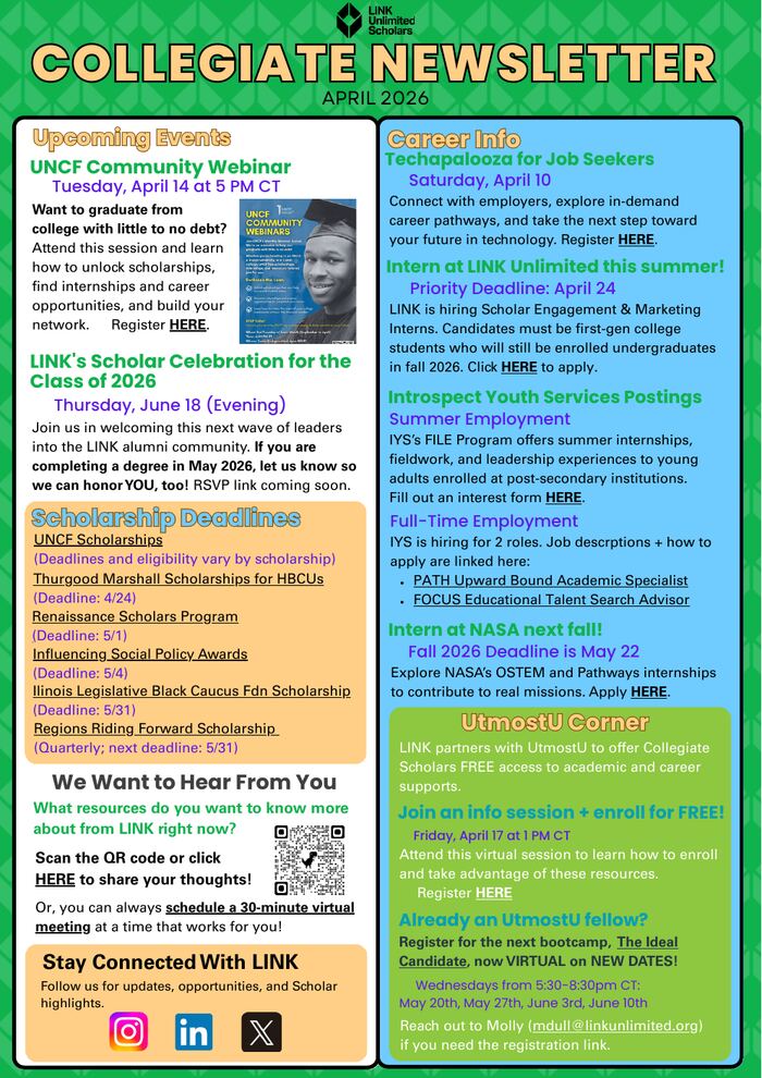 LINK Unlimited Scholars newsletter preview
