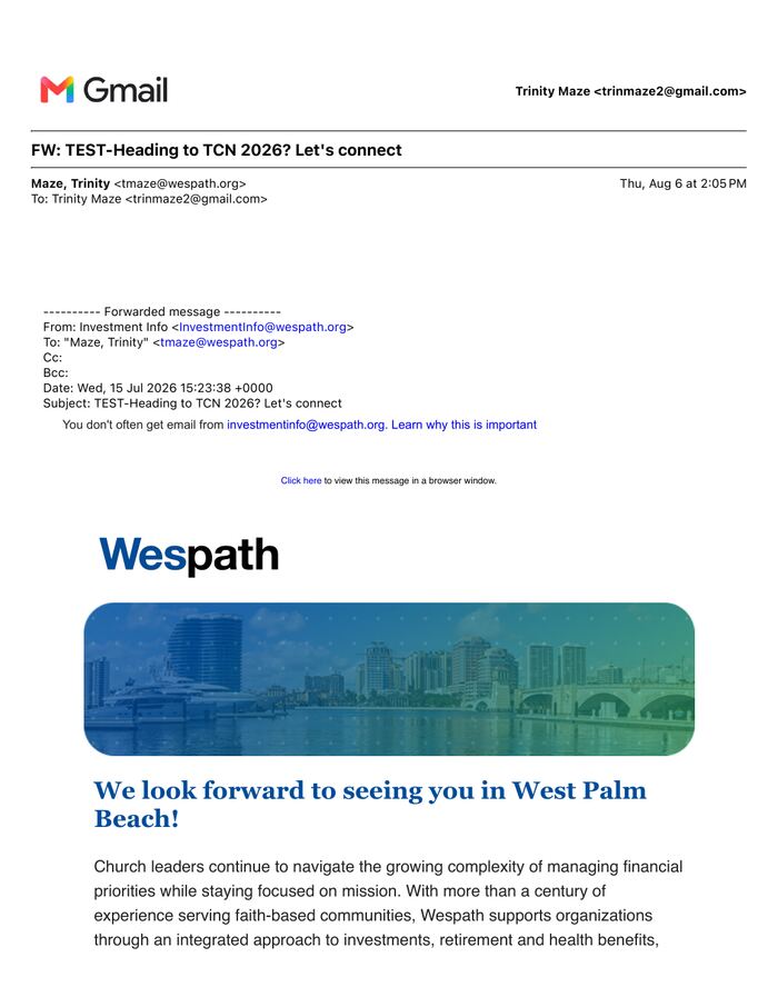 Wespath conference outreach email preview